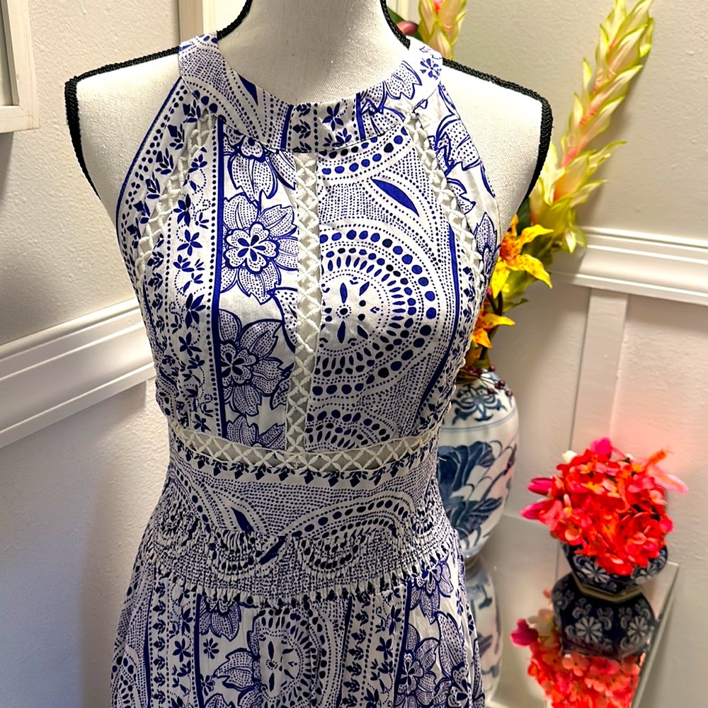 Boho purple and white sexy back dress